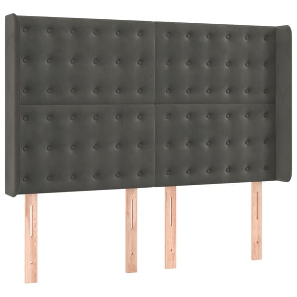 Ramsäng med madrass & LED mörkgrå 140x190 cm sammet