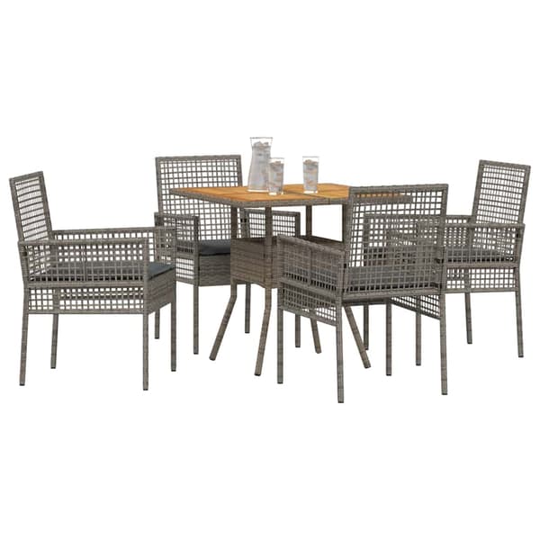 Trädgårdsmöbelset 5 pcs Grå konstrotting