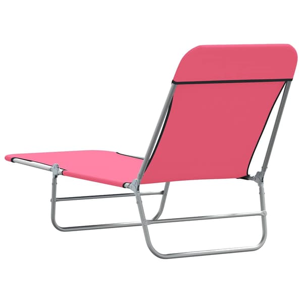 Hopfällbara solsängar 2 st stål och tyg rosa