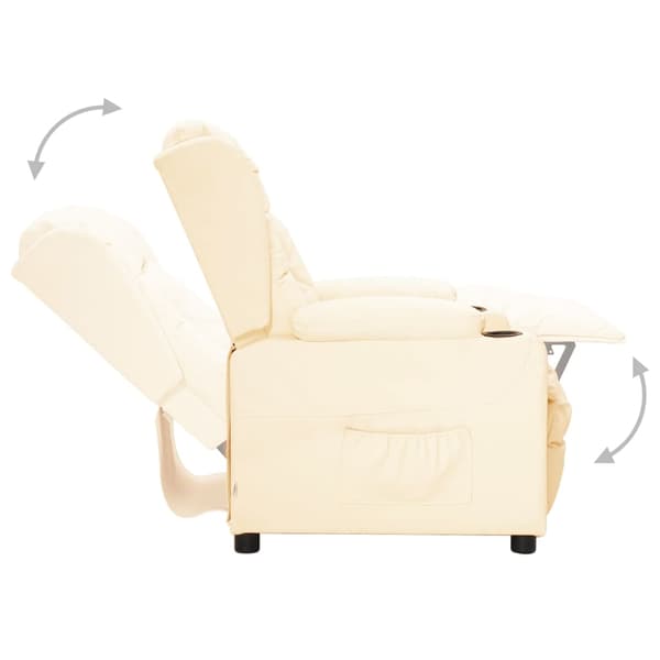 Reclinerfåtölj gräddvit konstläder