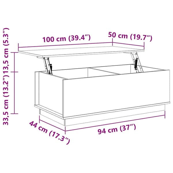 Soffbord grå 100x50x35 cm massiv furu