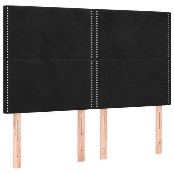 Ramsäng med madrass & LED svart 140x190 cm sammet