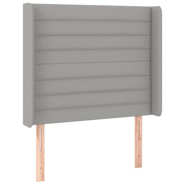 Ramsäng med madrass & LED ljusgrå 100x200 cm tyg