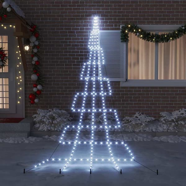LED Julgran med markspikar med jordspikar Kallvit 511 cm Metall