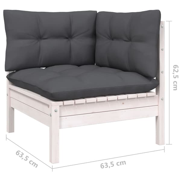 Loungegrupp med dynor 4 delar vit massiv furu