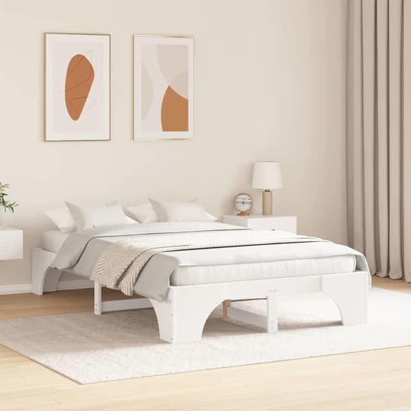 Sängram Vit 140 x 190 cm Massiv furu