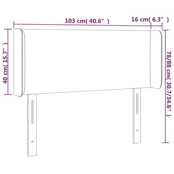 Sänggavel LED rosa 103x16x78/88 cm sammet