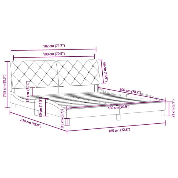 Bed Frame without Mattress Blue 180x200 cm Velvet
