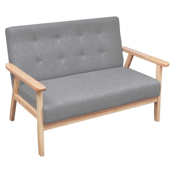 Soffgrupp 2 delar tyg ljusgrå