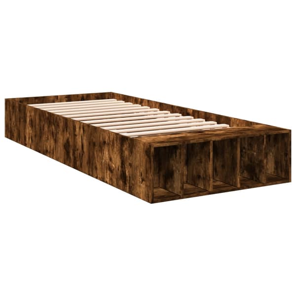 Sängram rökfärgad ek 100x200 cm konstruerad trä