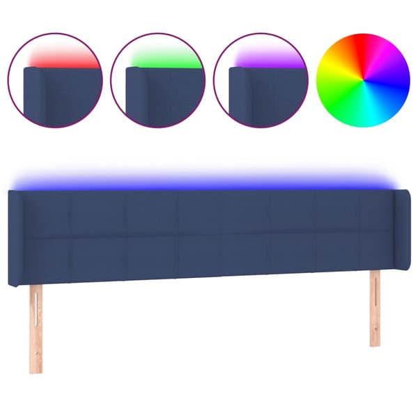 Sänggavel LED blå 203x16x78/88 cm tyg