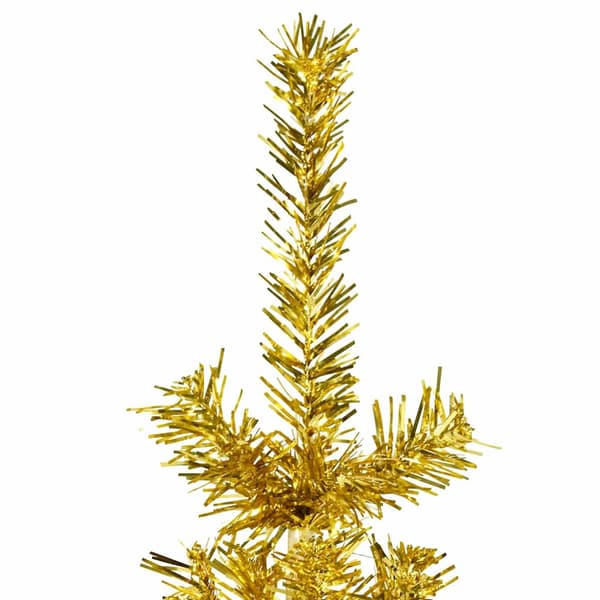 Smal halv plastgran med stativ guld 210 cm