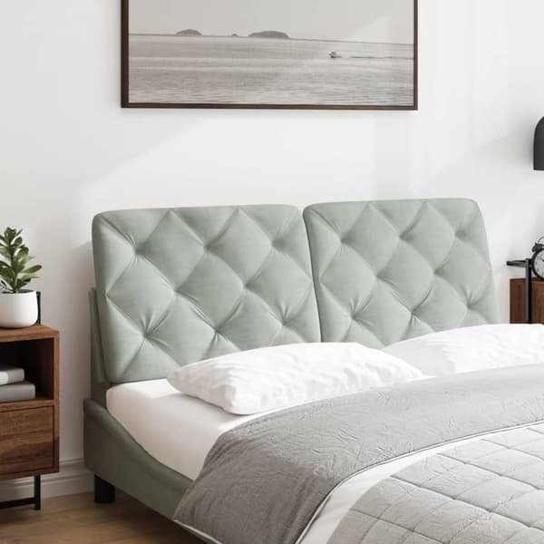 Headboard Cushion Light Grey 140 cm Velvet