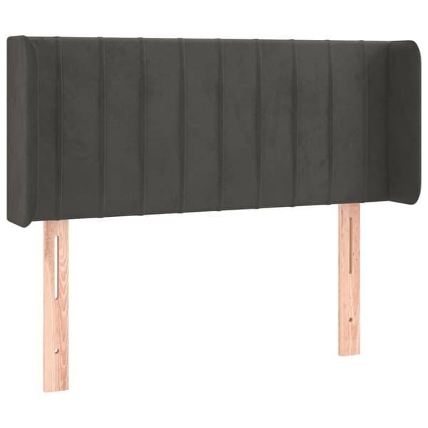Sänggavel LED mörkgrå 103x16x78/88 cm sammet
