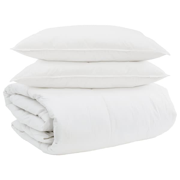 Täckeset med kudde 3 pcs Vit Dunfjäder