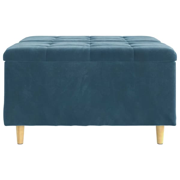 Förvaringspall med kudde Blå 80 x 80 x 45 cm Sammet