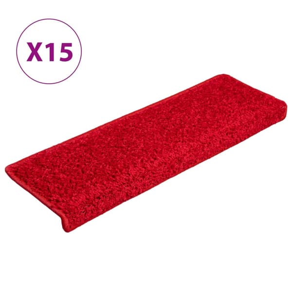Trappmattor 15 st 65x21x4 cm röda rektangulära kanter