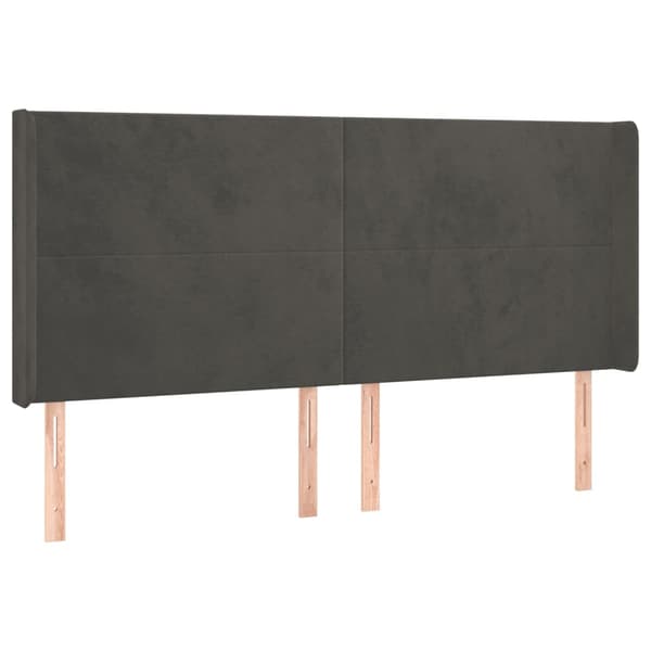 Ramsäng med madrass & LED mörkgrå 200x200 cm sammet