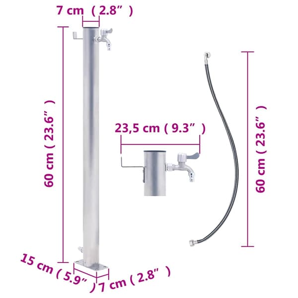 Vattenpost 60 cm rostfritt stål rund