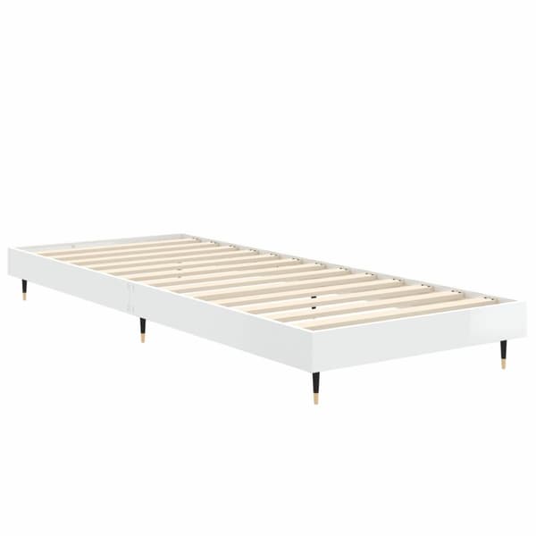 Sängram vit högglans 75x190 cm konstruerad trä