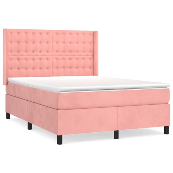 Ramsäng med madrass rosa 140x190 cm sammet