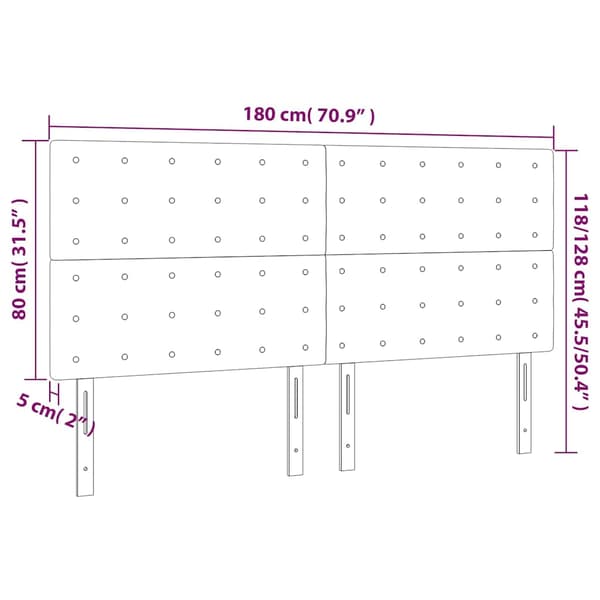 Sänggavel LED mörkblå 180x5x118/128 cm sammet