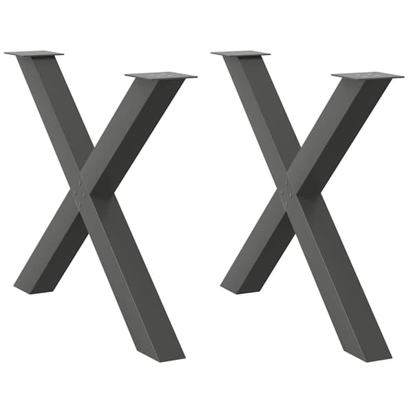 Matbordsben X-formade 2 st antracit 90x(72-73) cm stål