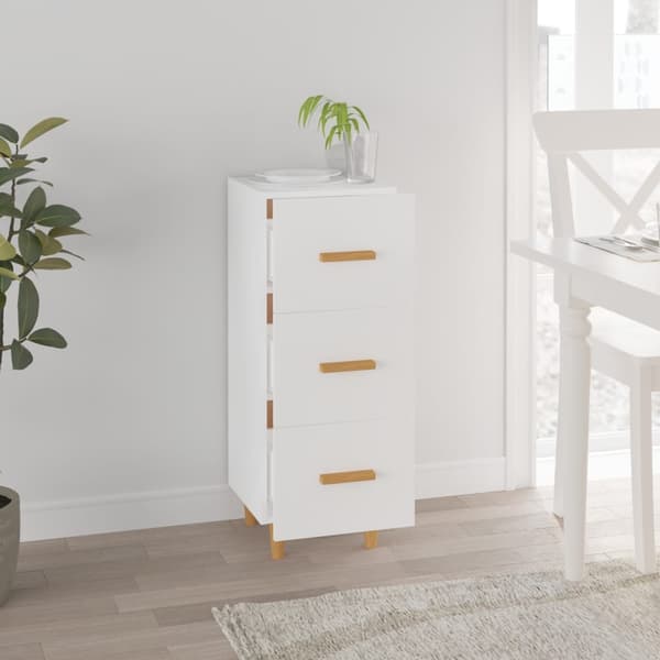 Skänk vit 34,5x34x90 cm konstruerat trä