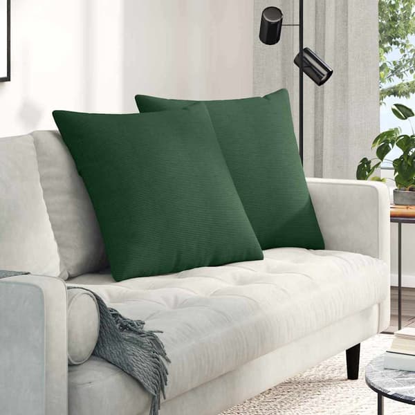 Sofakuddar 2 pcs Mörkgrön 60 x 60 cm Kordread tyg