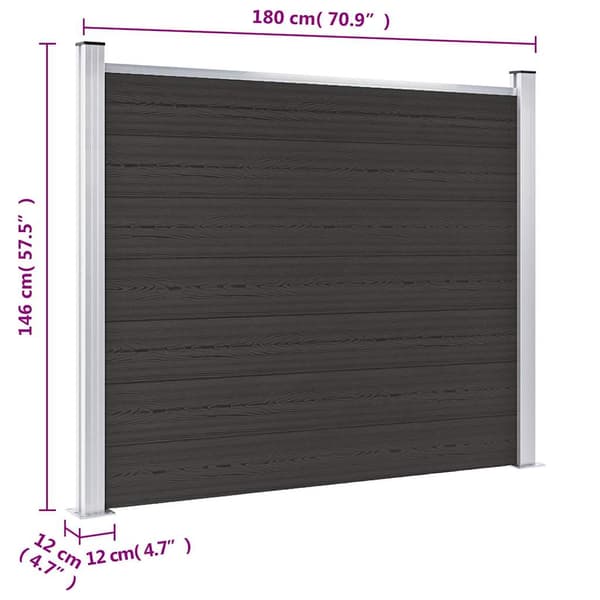 Staketpanel WPC 180x146 cm svart