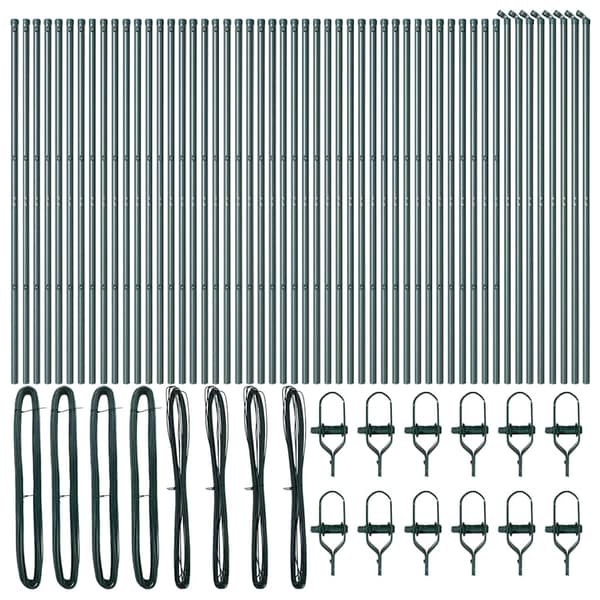 Inbäddad staketpost 52 pcs Grön Pulverlackerat stål