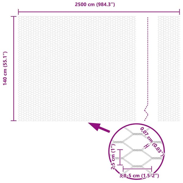 Hexagonstängsel Grå 1,4 x 25 m PVC