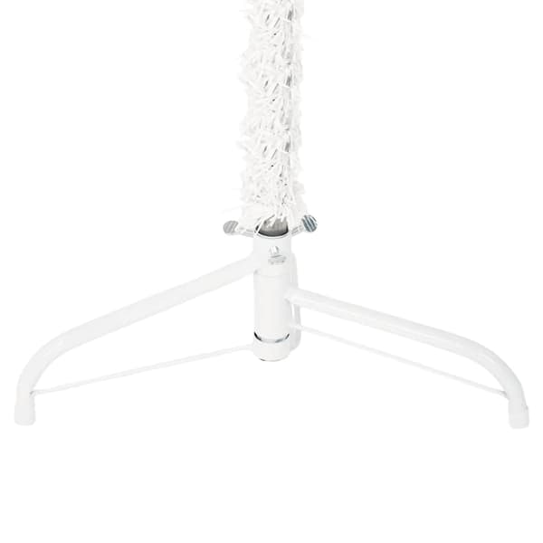 Smal halv plastgran med stativ vit 150 cm
