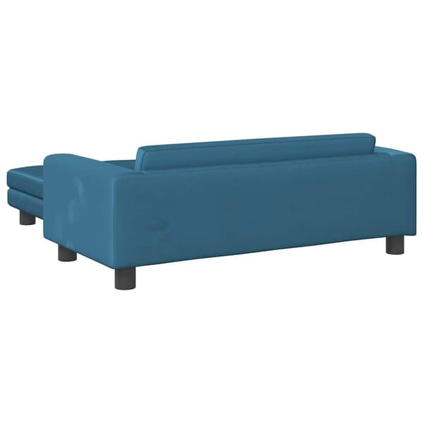 Barnsoffa med fotpall blå 100x50x30 cm sammet