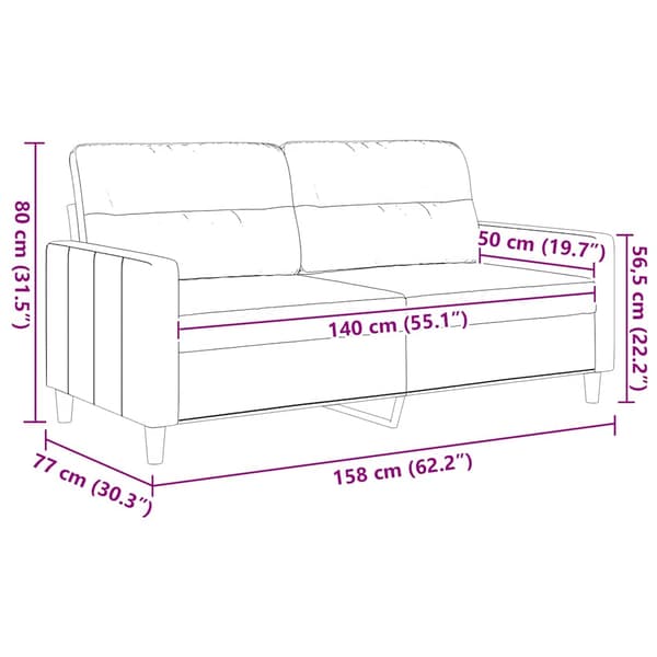 2-sitssoffa gräddvit 140 cm tyg