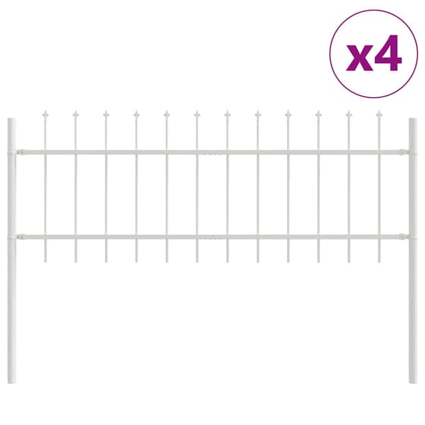 Trädgårdsstängsel 4 pcs Vit 6,8 x 0,6 m Pulverlackerad stål