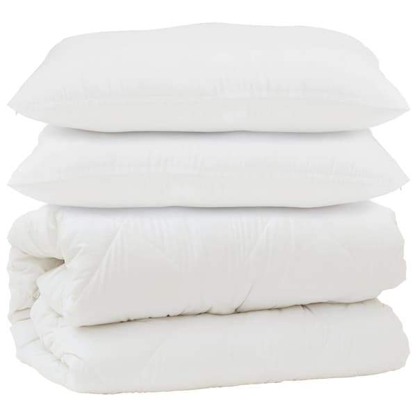 Duntäcke med kudde 3 pcs Vit Mikrofiber