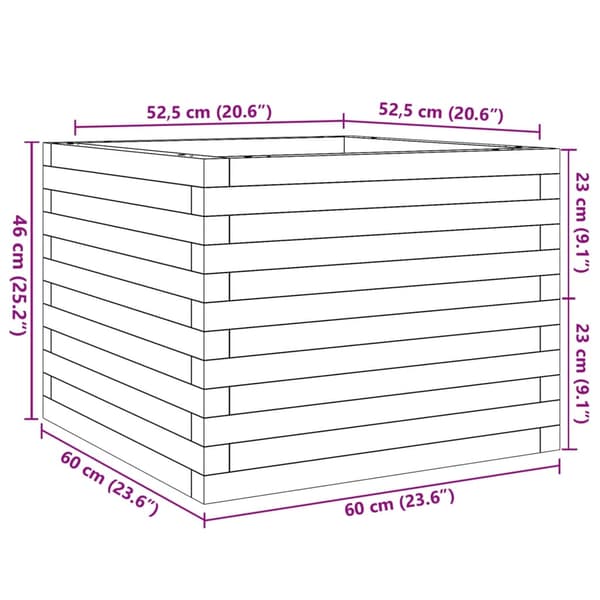 Odlingslåda vit 60x60x46 cm massiv furu