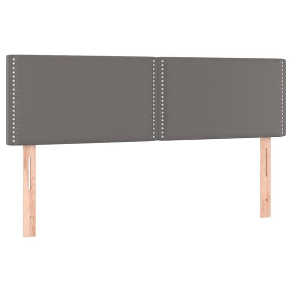 Ramsäng med bäddmadrass grå 140x190 cm konstläder
