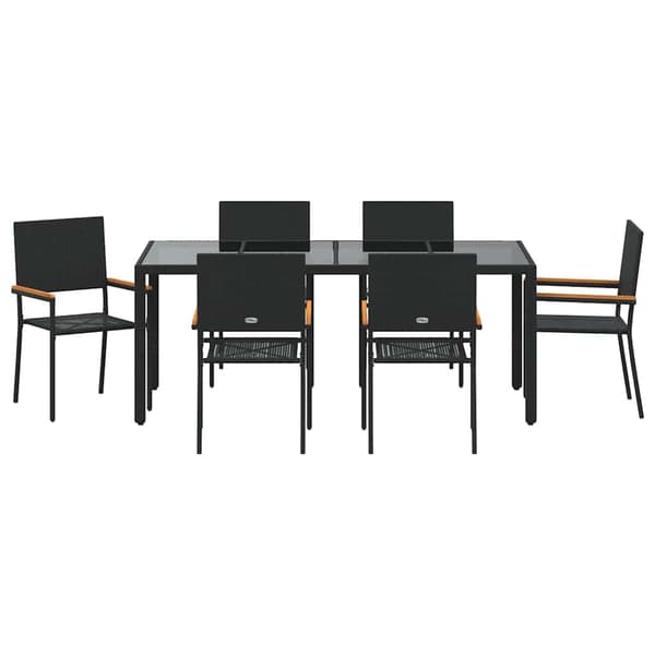 Trädgårdsmöbelset 7 pcs Svart konstrotting