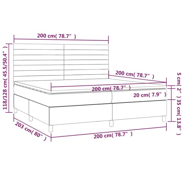 Ramsäng med madrass gräddvit 200x200 cm tyg