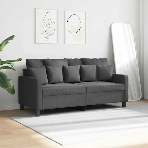 Soffa 2-sits mörkgrå 140 cm tyg