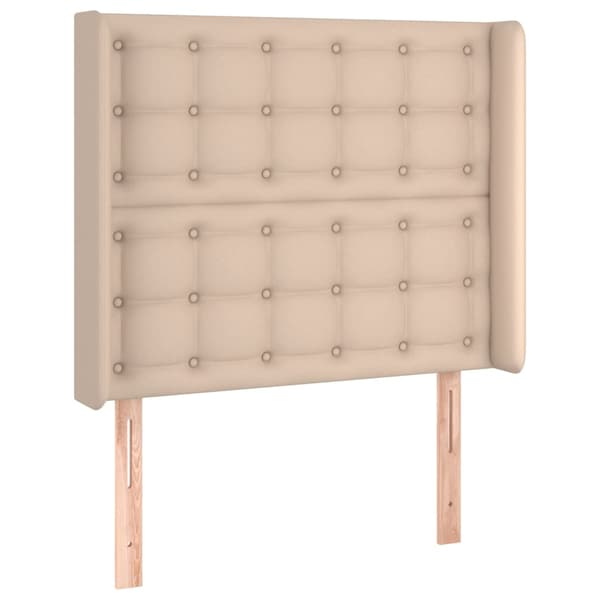 Sänggavel LED cappuccino 93x16x118/128 cm konstläder
