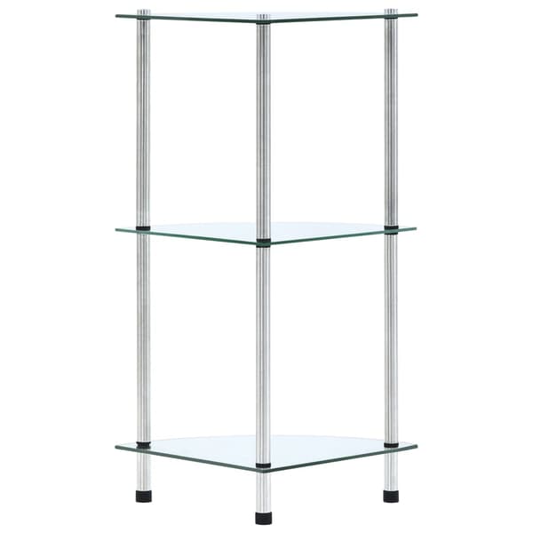 Hylla 3 hyllplan transparent 30x30x67 cm härdat glas