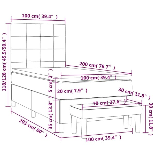 Ramsäng med madrass mörkblå 100x200 cm sammet