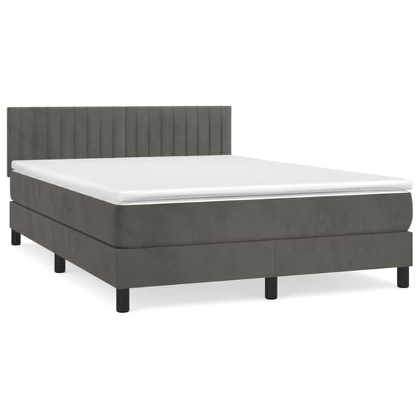 Ramsäng med madrass mörkgrå 140x190 cm sammet