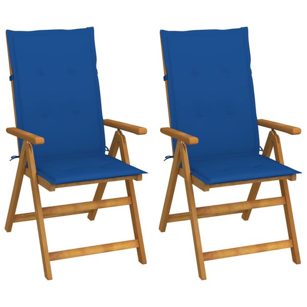 Fällbara fåtöljer 2 st med dynor i massivt akaciaträ