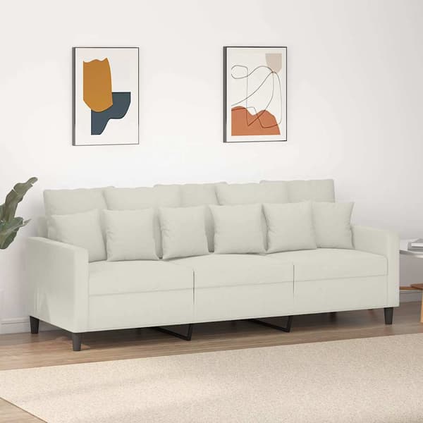 3-sitssoffa gräddvit 180 cm sammet