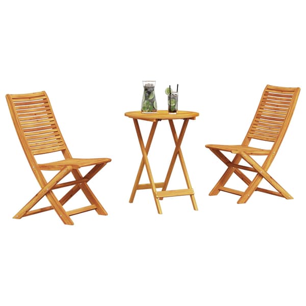 Fällbart bistroset 3 pcs Brun Massivt Akaciaträ