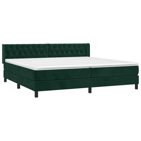 Ramsäng med madrass mörkgrön 200x200 cm sammet